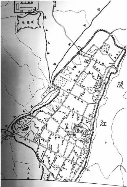 南充城池图从顺庆府的地图中,我们可以看到南充,广安等地恰好同属一府