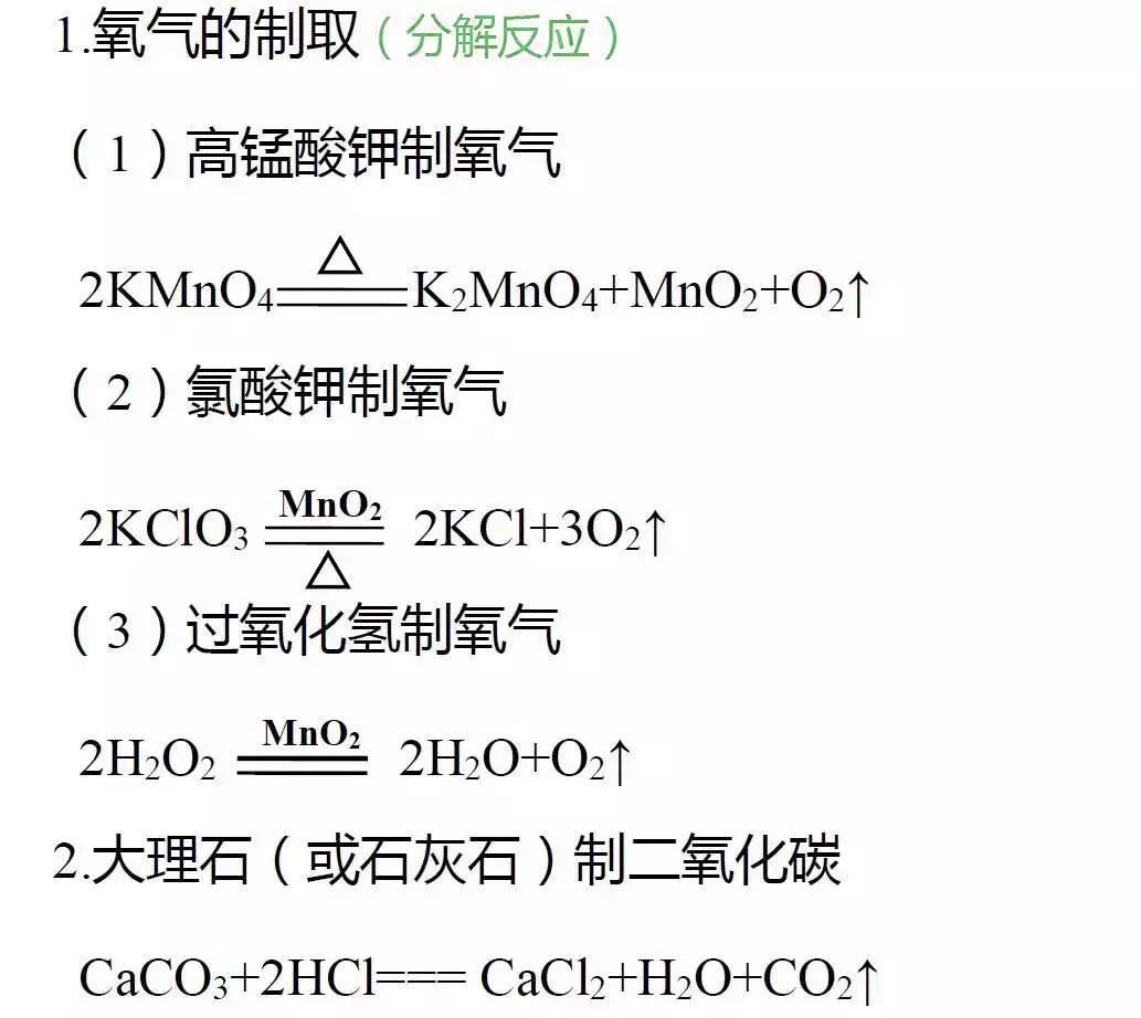 常考化学方程式梳理 有氧气参与的反应