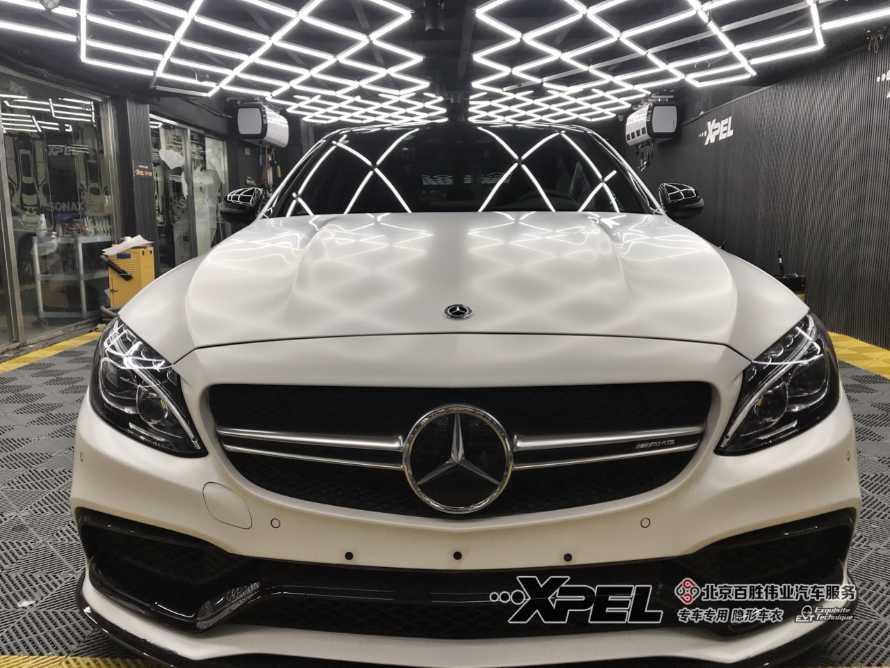 benz c63s 北京旗舰店 完美施工xpel哑光隐形车衣