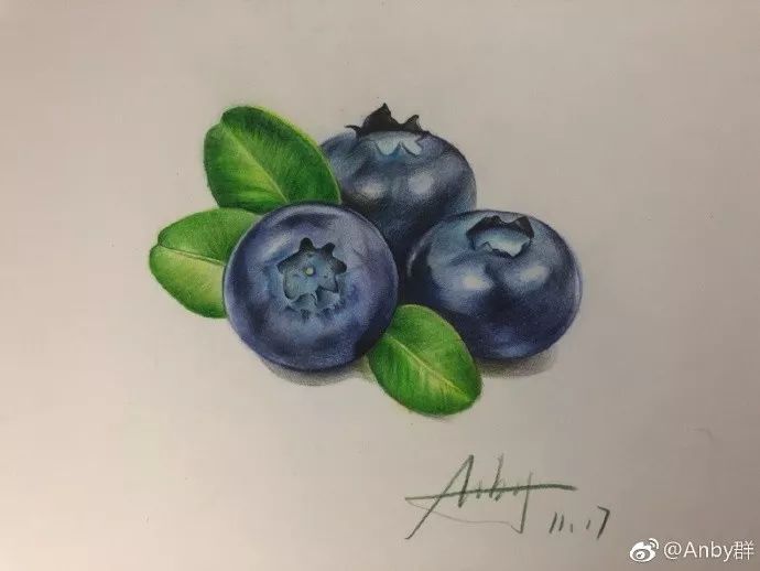 彩铅步骤临摹 画一枝草莓