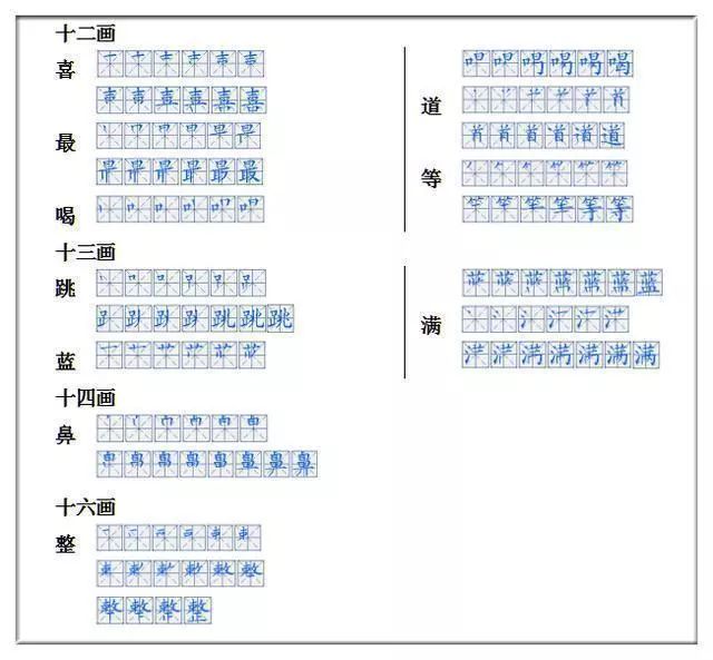 二年级生字笔顺表