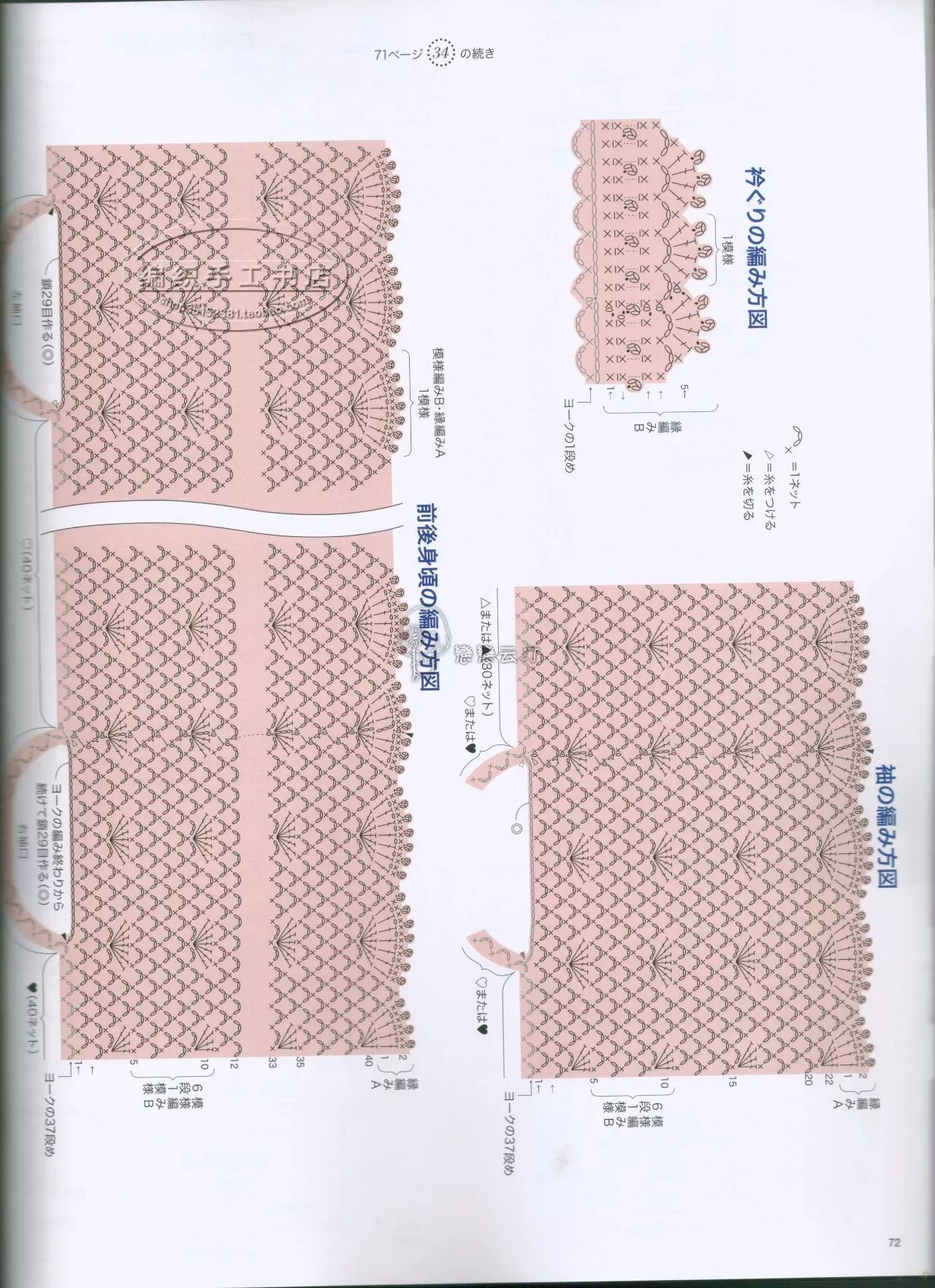 美丽的扇形花边育克中袖钩衣