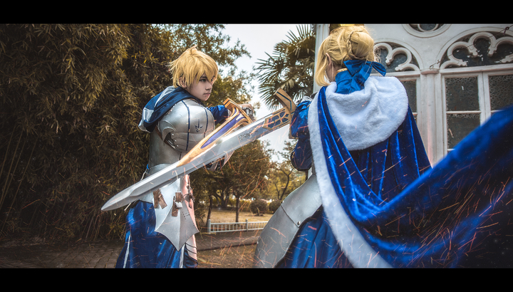 fate saberx黑saberx旧剑 cosplay