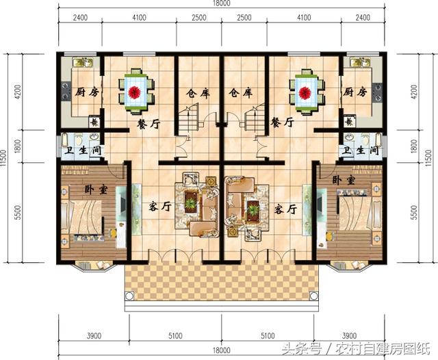 10款兄弟双拼别墅图纸3款带堂屋4套28万建回家非常有面子