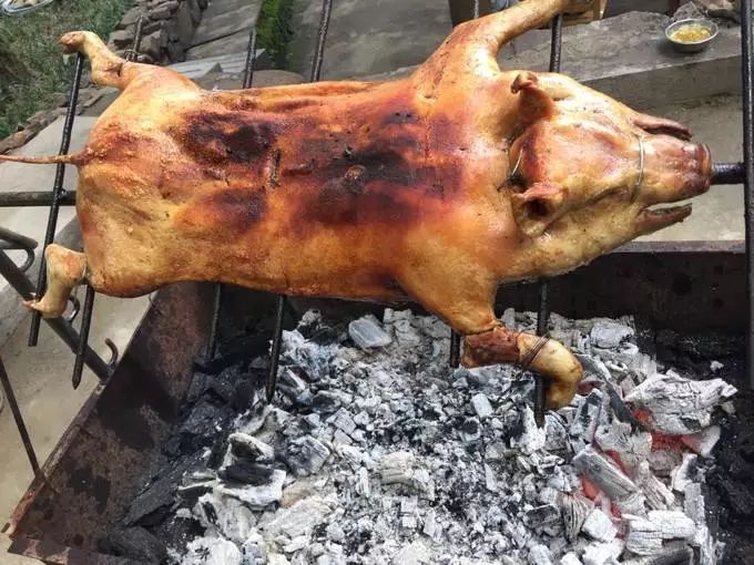 烤小猪肉外脆里嫩,酥香可口,味道鲜美无比.