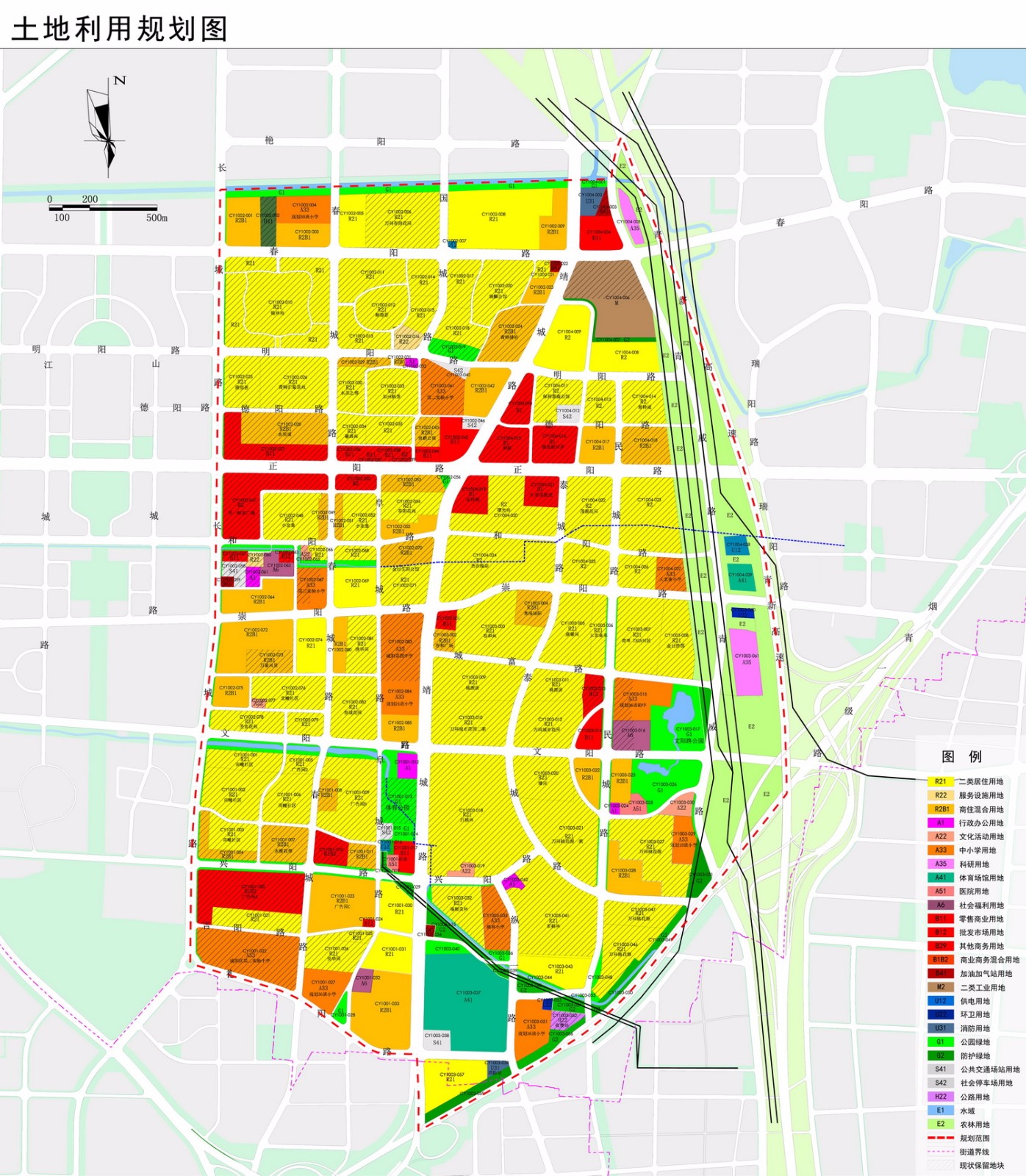 城阳街道南部片区  (点击图片看大图) 规划范围:西至长城路,北至虹子