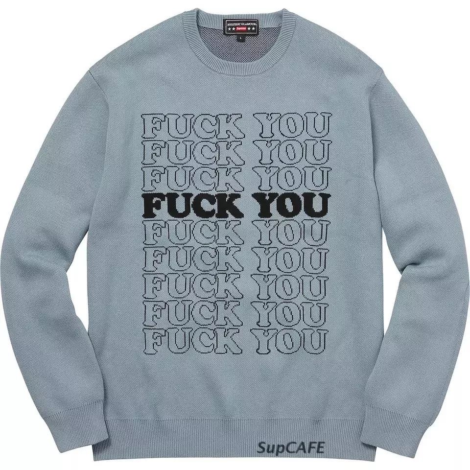 supreme 17fw hysteric glamour fuck you football tee 字母短袖