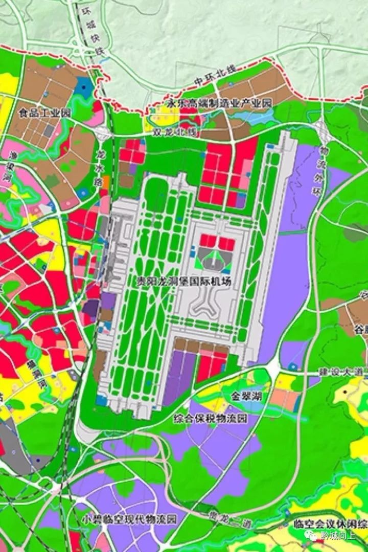 按照双龙航空港经济区的规划图和当前贵阳机场实际情况,贵阳机场的