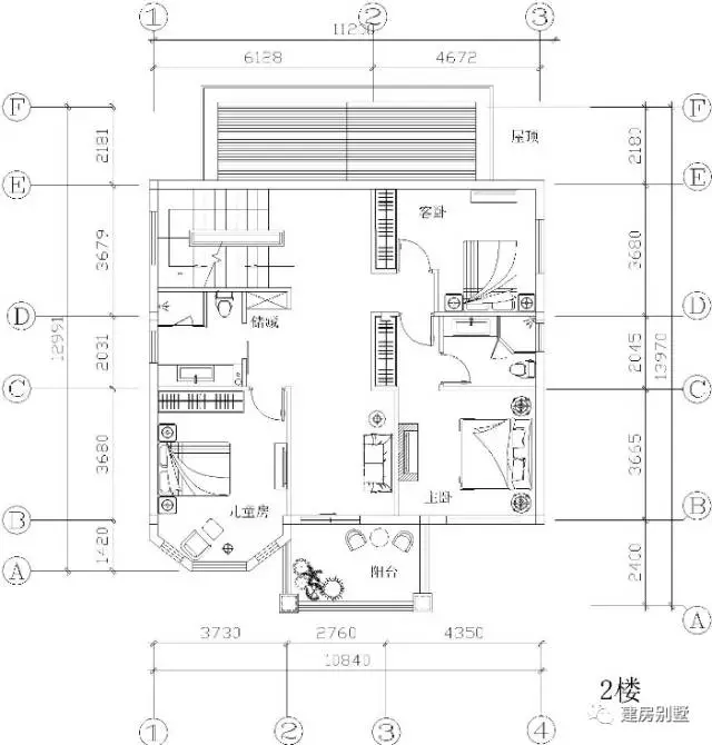 三层平面图:棋牌室和健身房,还有露台,该层主要用来休闲娱乐.