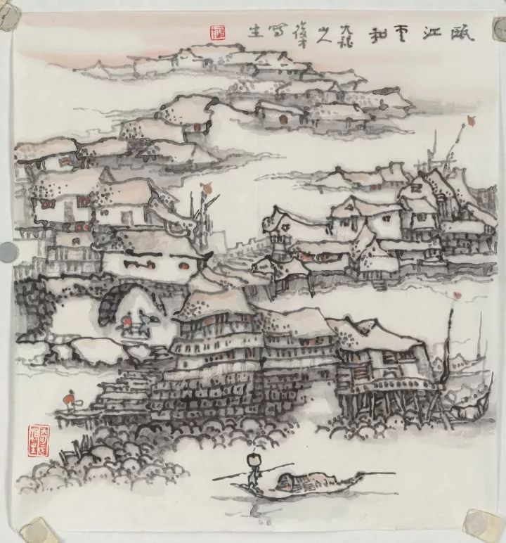 除开气势恢宏的传统山水画,王复才先生还创作了大量的速写画.