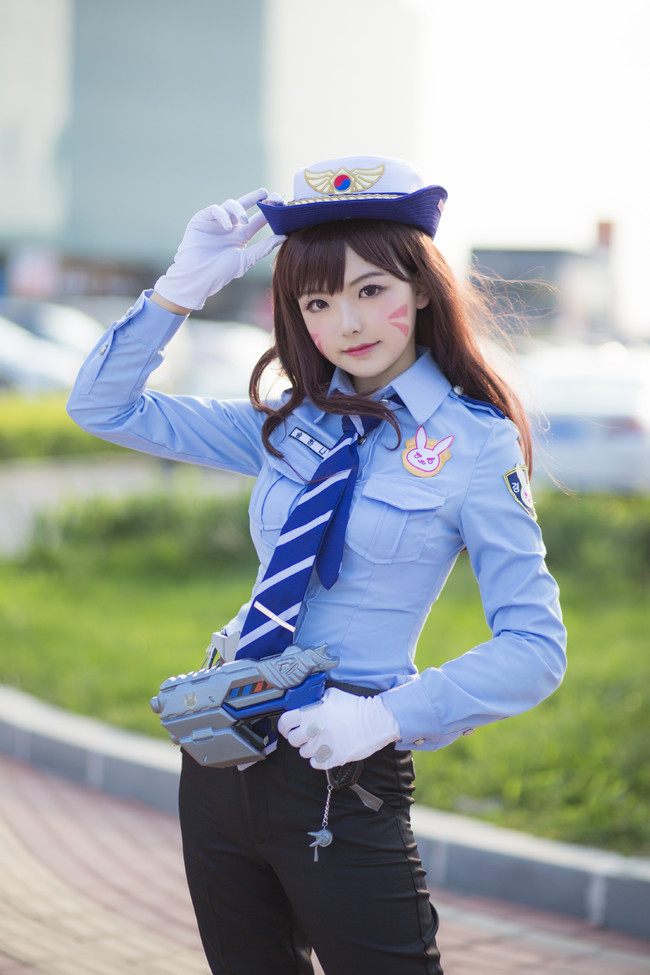 性感小女警小皮裙子 d.va 守望先锋 cosplay