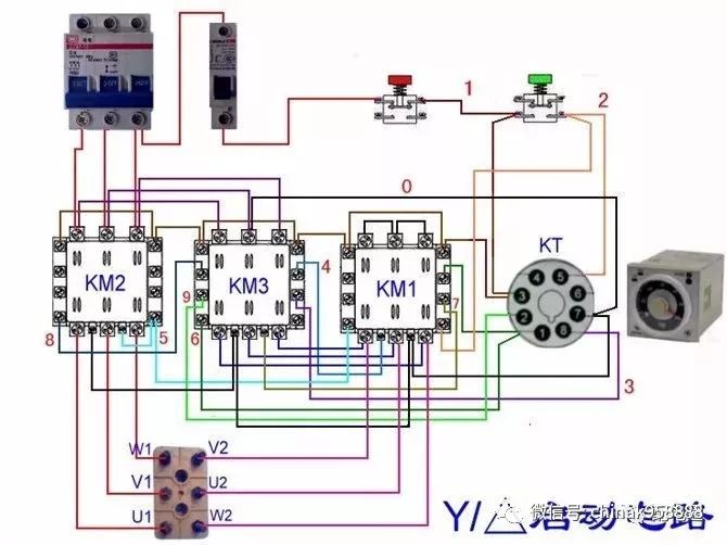 星三角启动电路延时停机能耗制动接线图电机间歇运行水满浮球开关