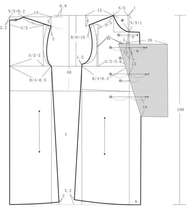 服装结构图分享:牛仔长风衣的结构图纸,冬天就要暖暖的!