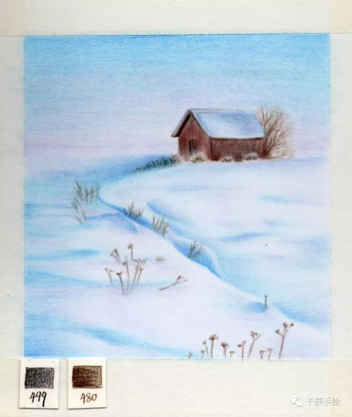 彩铅教程 | 冬天来了画雪,唯美雪景画起来!