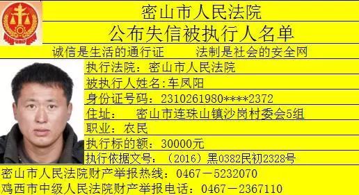 密山曝光一批老赖,附照片,地址!有你认识的吗?