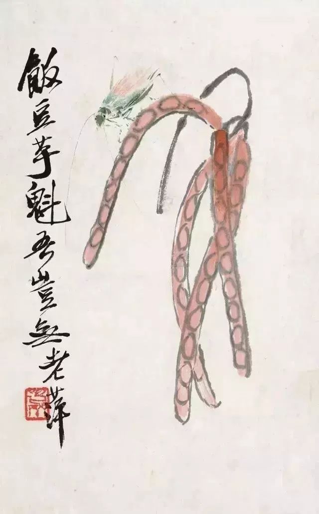 桃子,柿子,萝卜,白菜,竹笋,丝瓜,菌子,辣椒,南瓜等等,这些都是齐白石