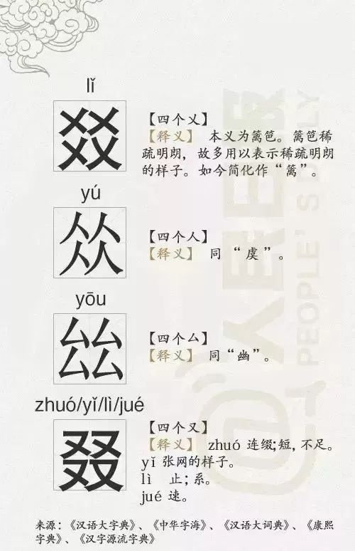 中国汉字博大精深,这些经典稀有的汉字"四胞胎",你能认出几个?