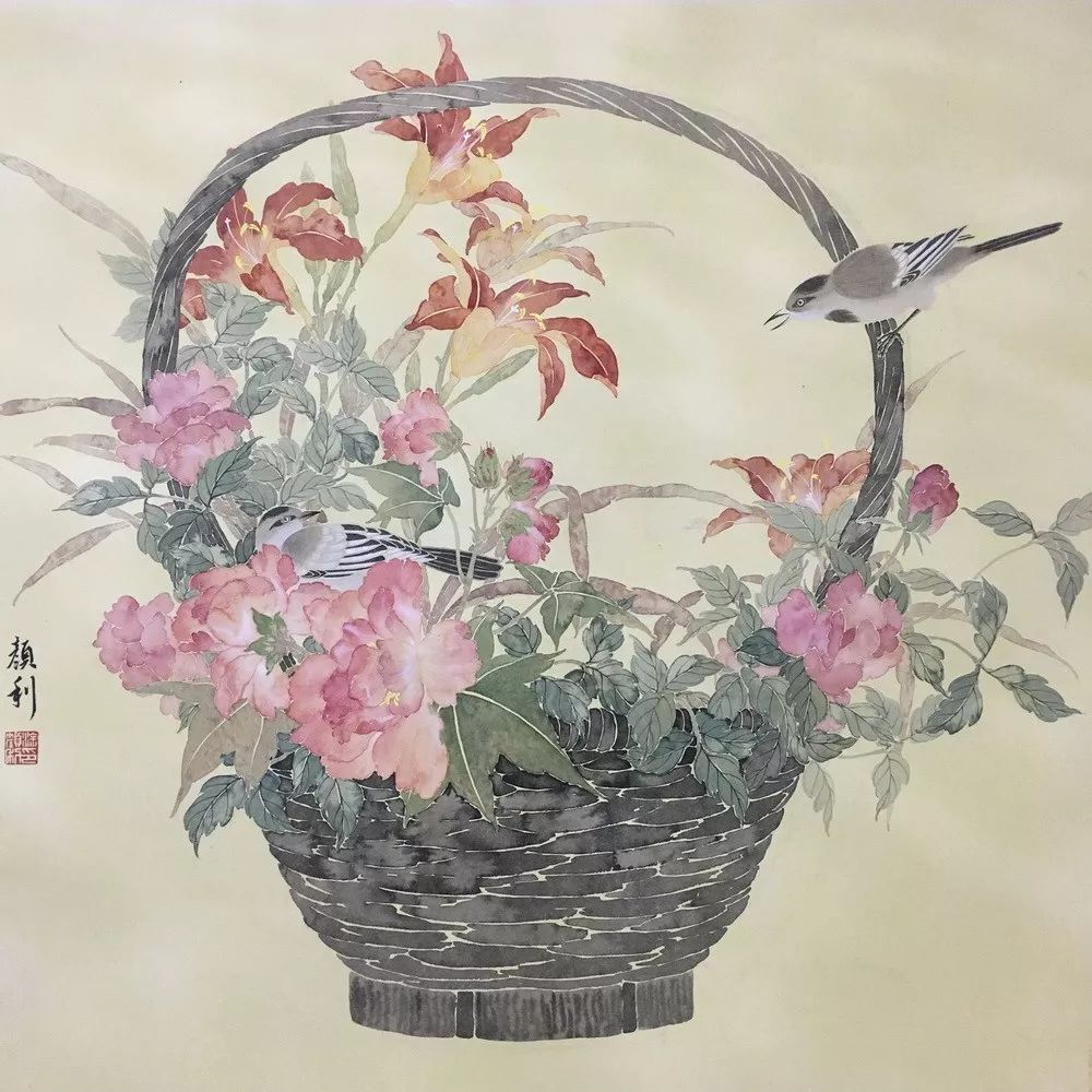 涂颜利 《花篮1》 66x64cm 国画 2017 天津美术学院