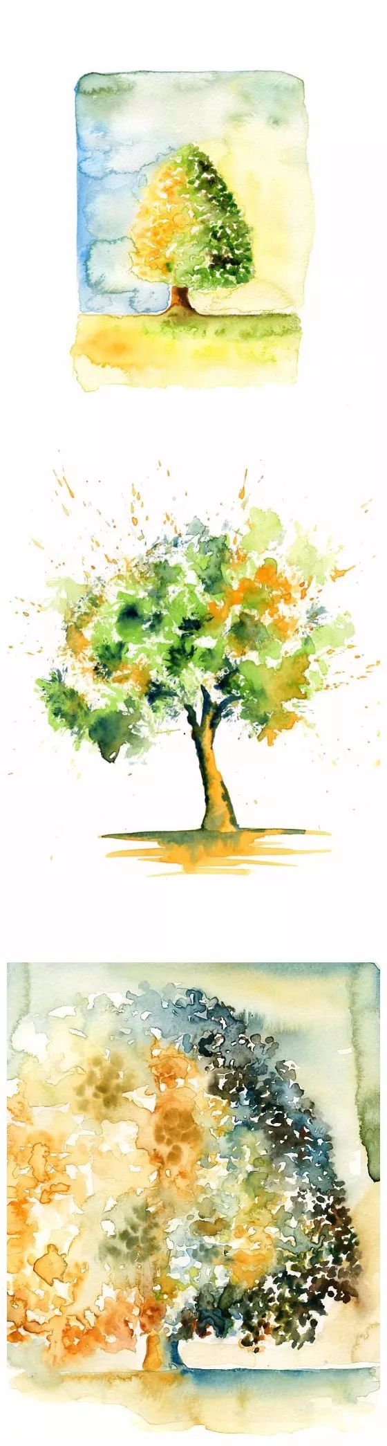 27种树的水彩画,你喜欢哪一棵?