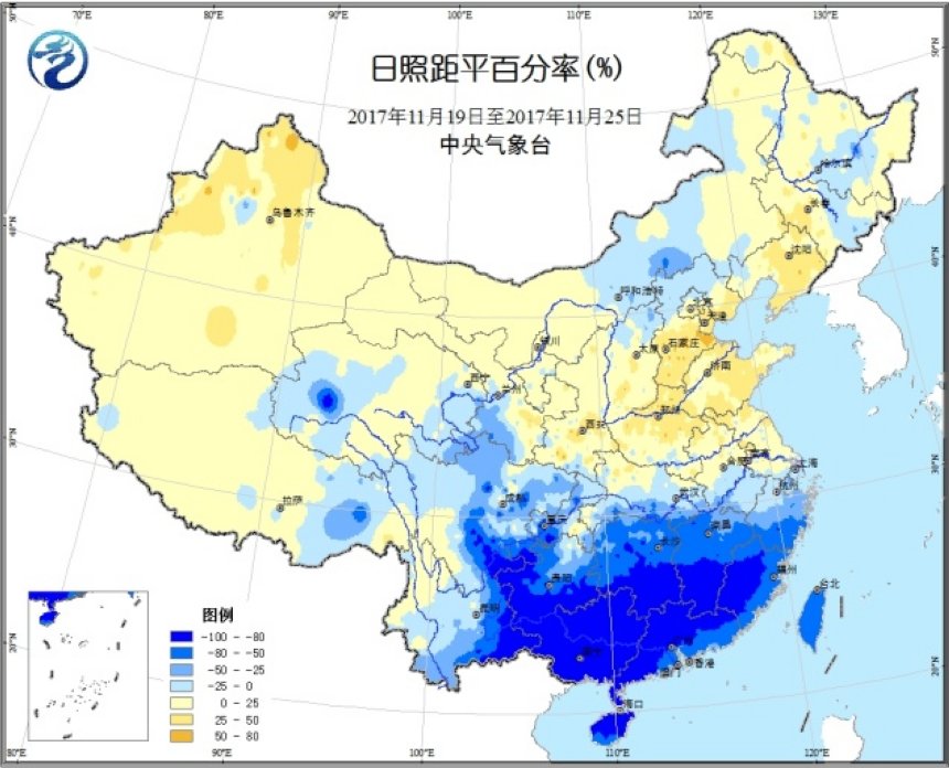 降水距平百分率     日照距平百分率