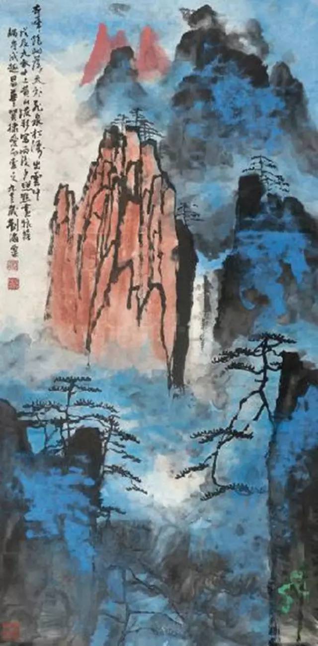 具有油画的意味但不失中国画的气派与精神,刘海粟晚年的泼彩画可以说