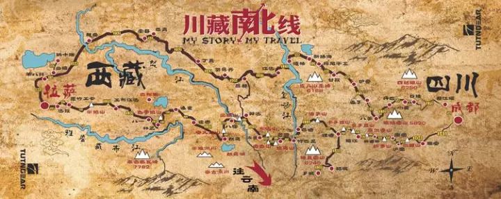 两条川藏线的路线图