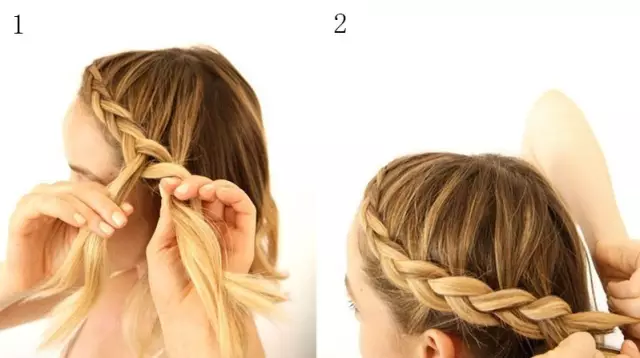 step  :取左侧头发,按照四股辫的编法开始编辫子.