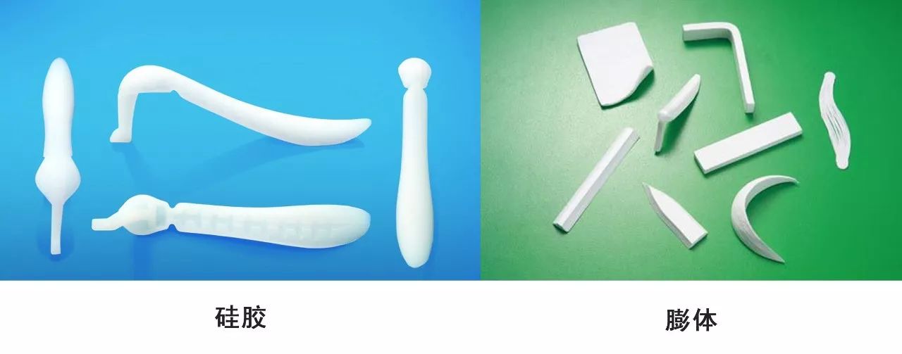 假体隆鼻材料的选 目前常用的假体材料主要有硅胶和膨体,这两种材料