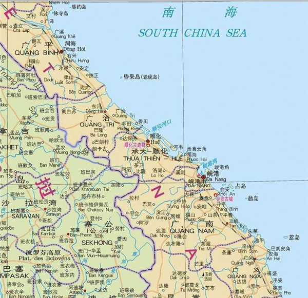 越南中部地图(顺化,岘港与会安)图片