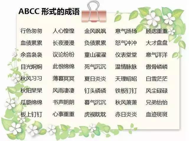 abcc式的成语有什么_四字成语abcc式(2)