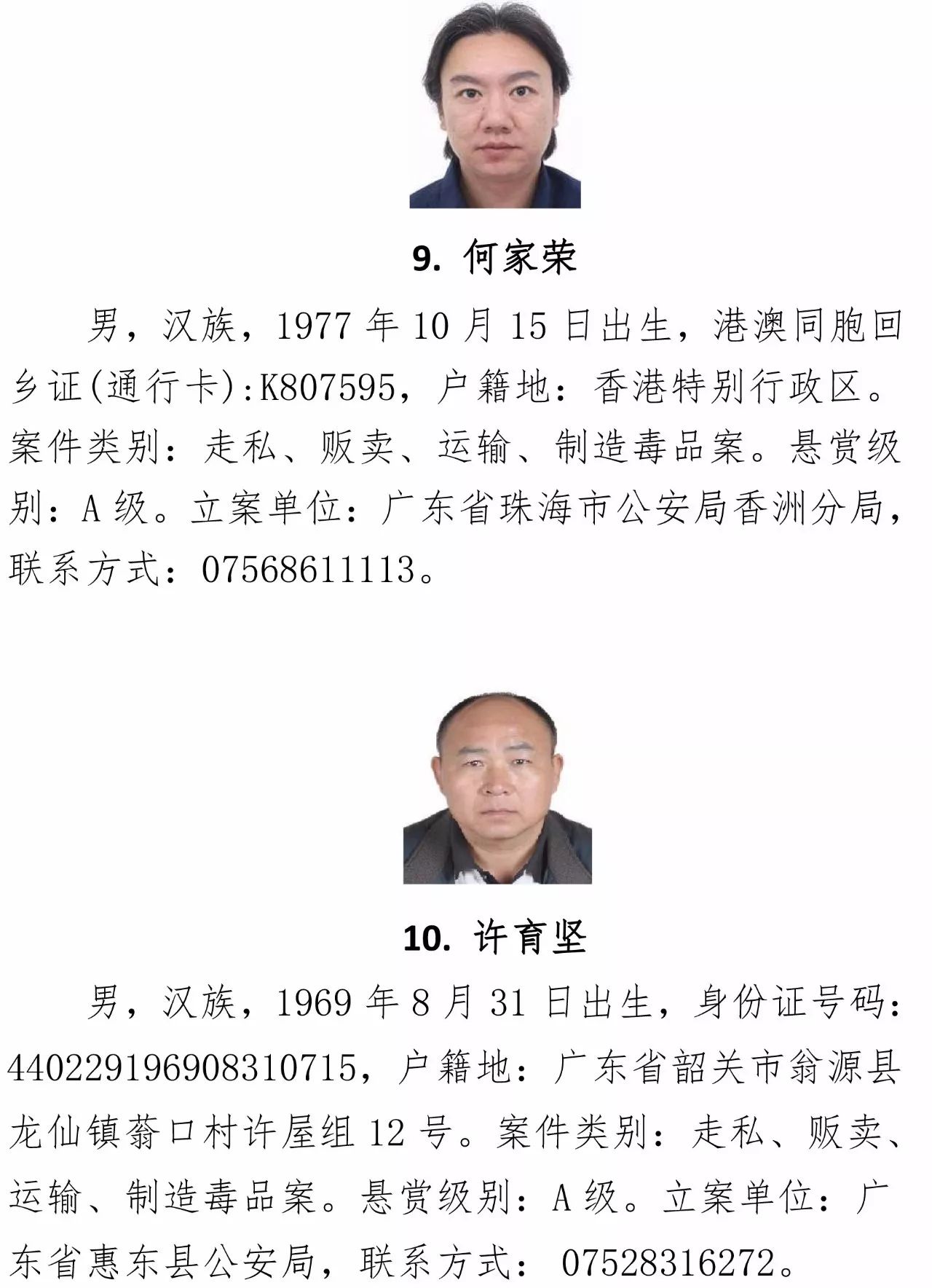 广东警方悬赏通缉20名重特大毒品犯罪在逃人员(附详细