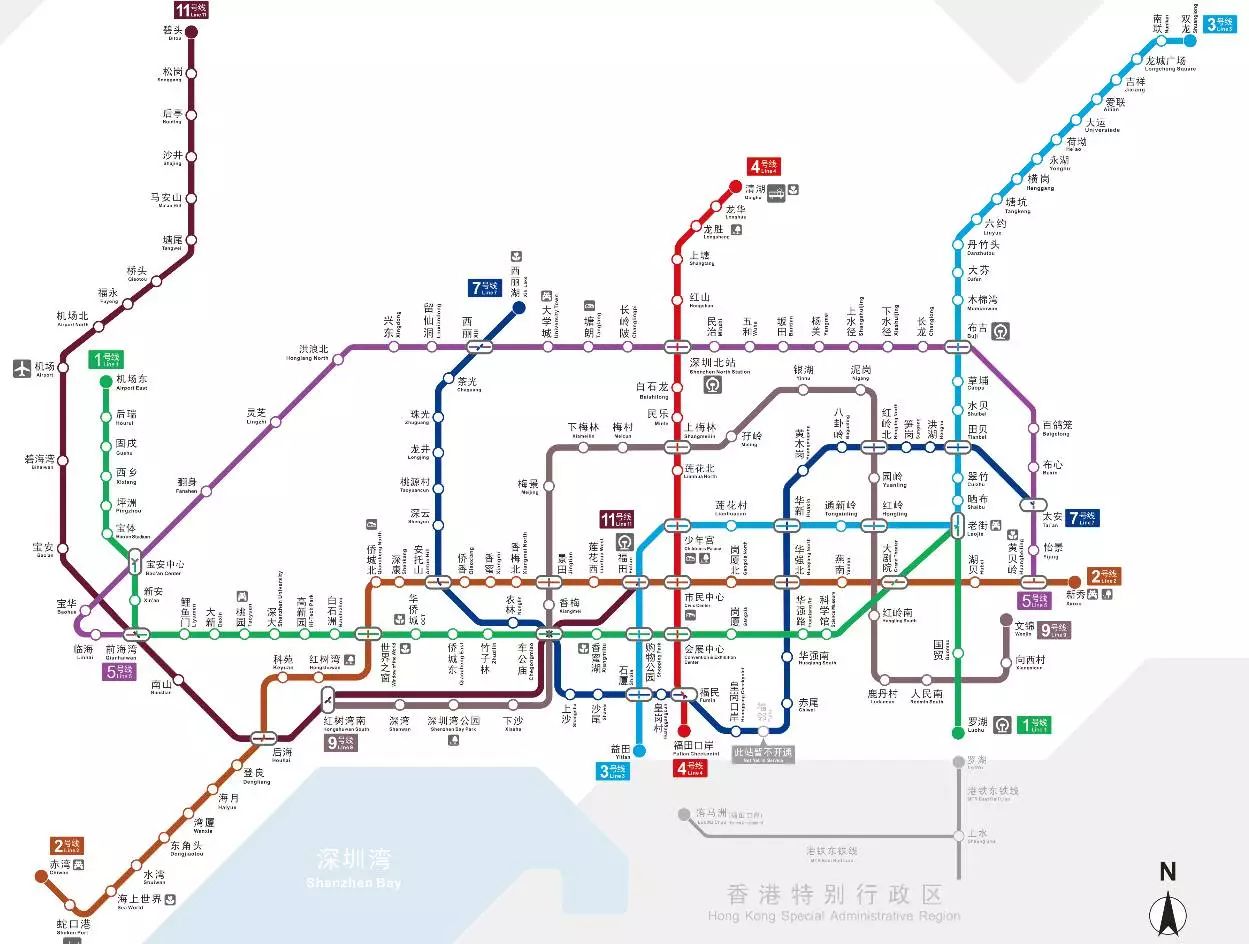 我已开通8条地铁,到2030年,地铁线路将遍布整个深圳,犹如一张密密麻麻
