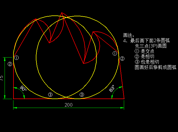 科技 正文  本题的关键都是画圆弧,着重介绍,练习了"起点切向" 圆弧的