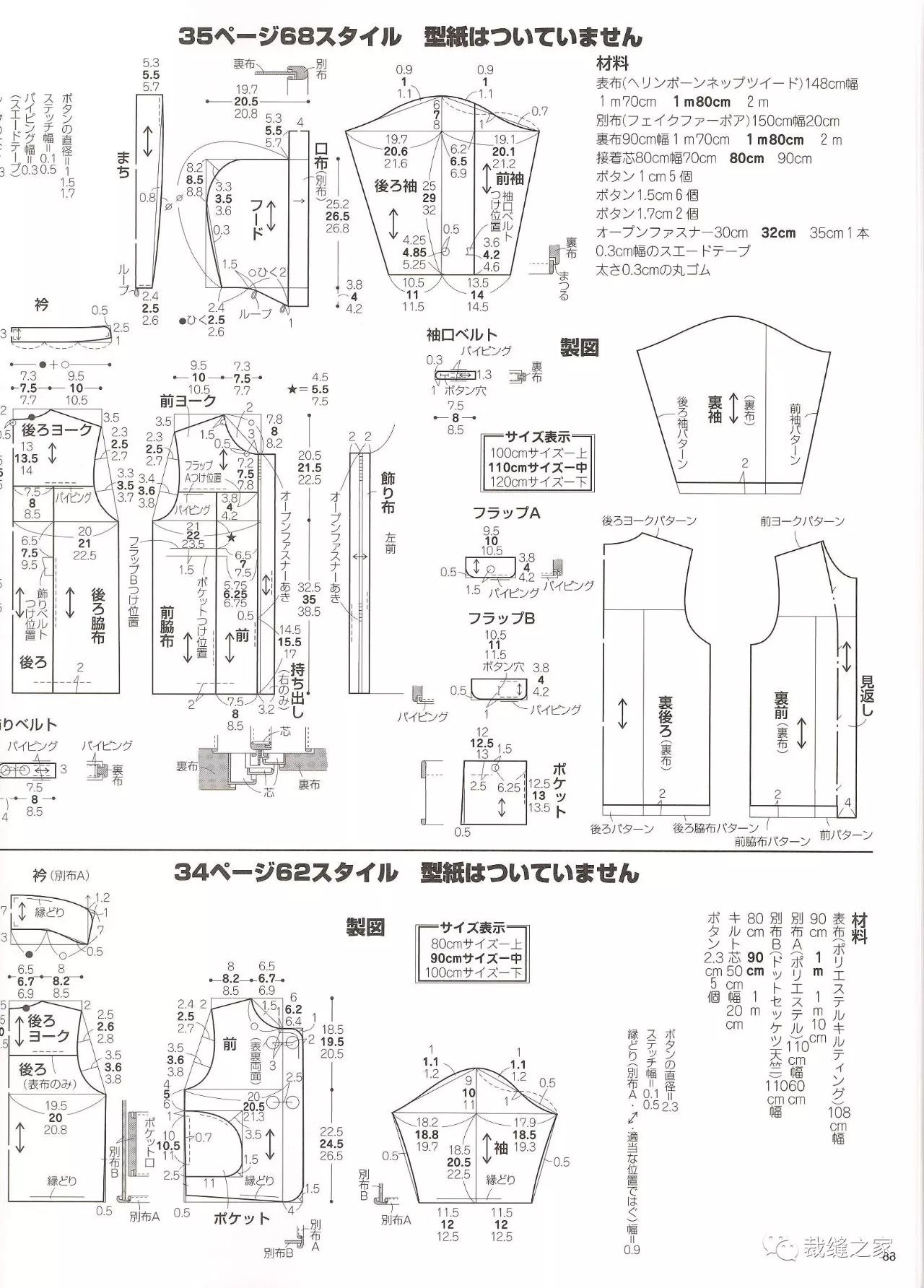 冬季儿童外套裁剪图