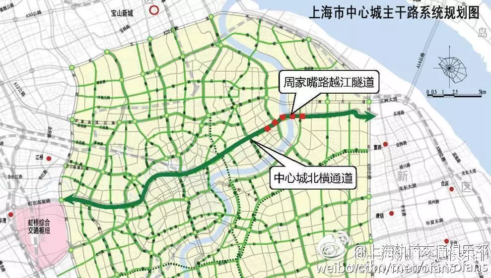 北横通道整体位置北横通道东接周家嘴路越江隧道至浦东,西接北翟路