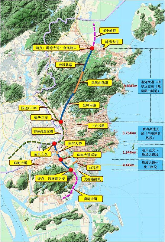 11月29日珠海市公路局网站信息显示,金琴快线工程全线开工建设,整体图片