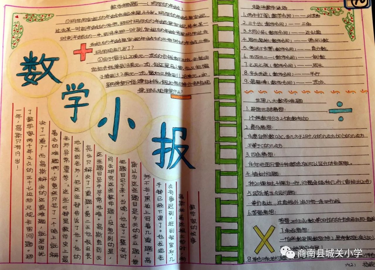 数学小报 精心编出无限可能 商南县城关小学举行