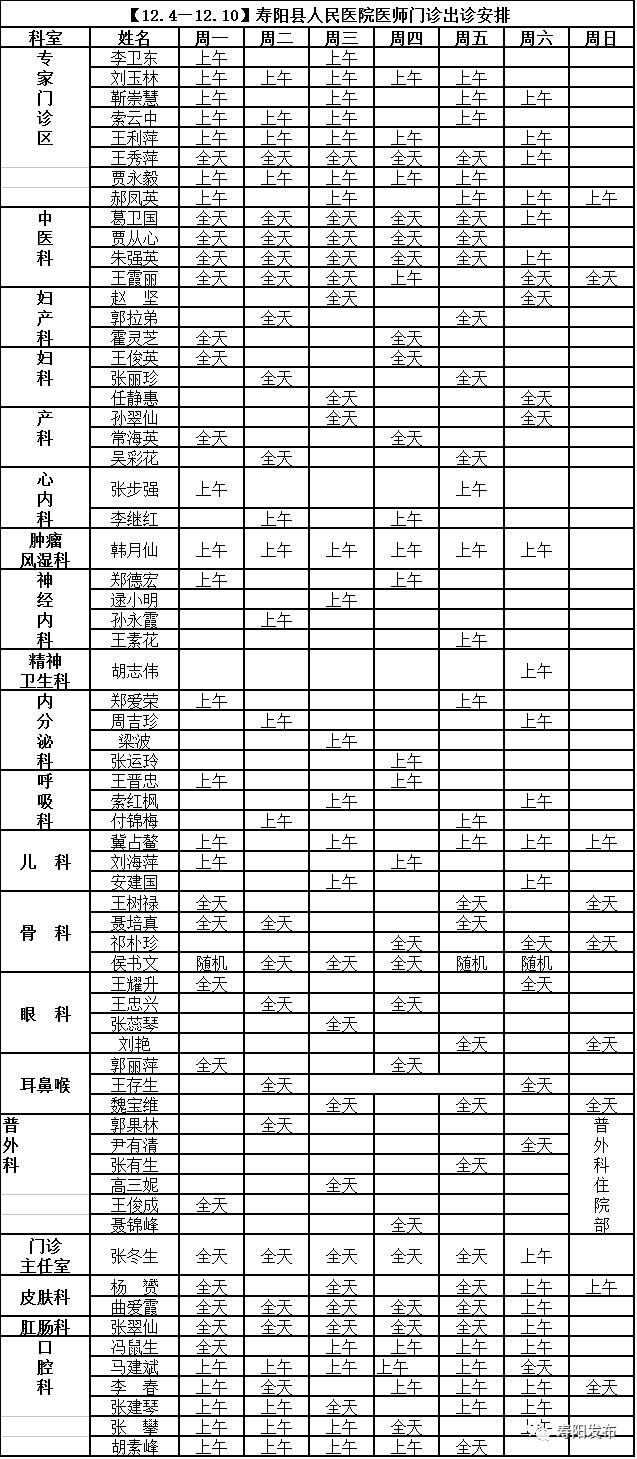 4—12.10出诊表