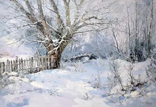 清纯,浪漫的雪景油画欣赏