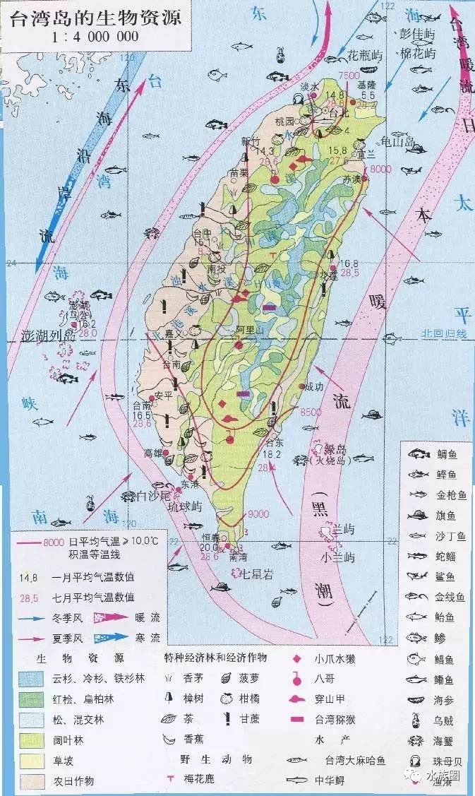 中国台湾生物资源分布图