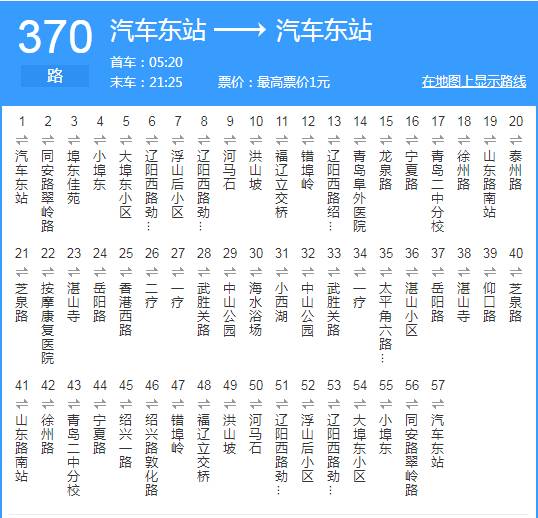 青岛370路公交青岛369路公交青岛368路公交青岛367路公交青岛366路