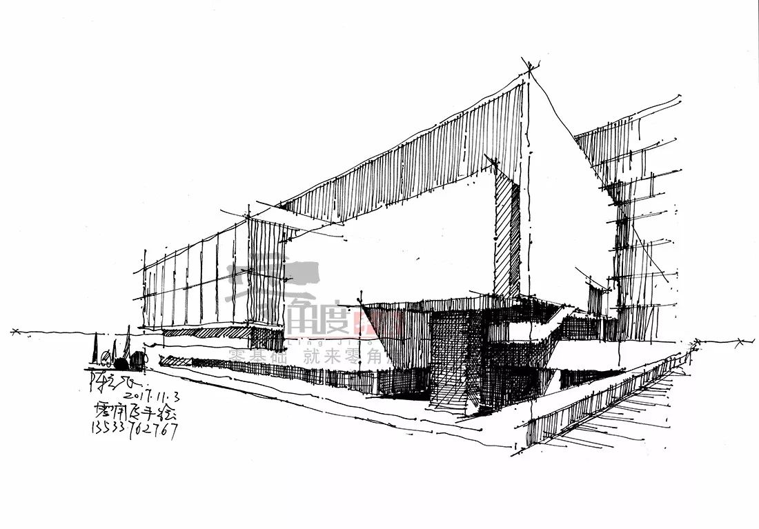 实况录像回顾 | 陈立飞老师 手绘解析建筑体块光影网络课,示范步骤图