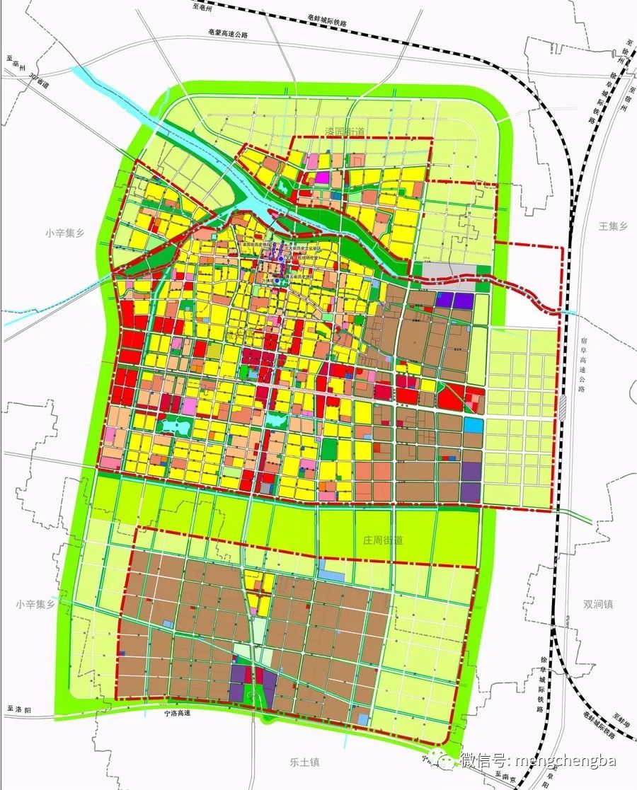 蒙城县城火车站的规划位置如下图 规划至 2030 年,新增宿阜高速公路图片