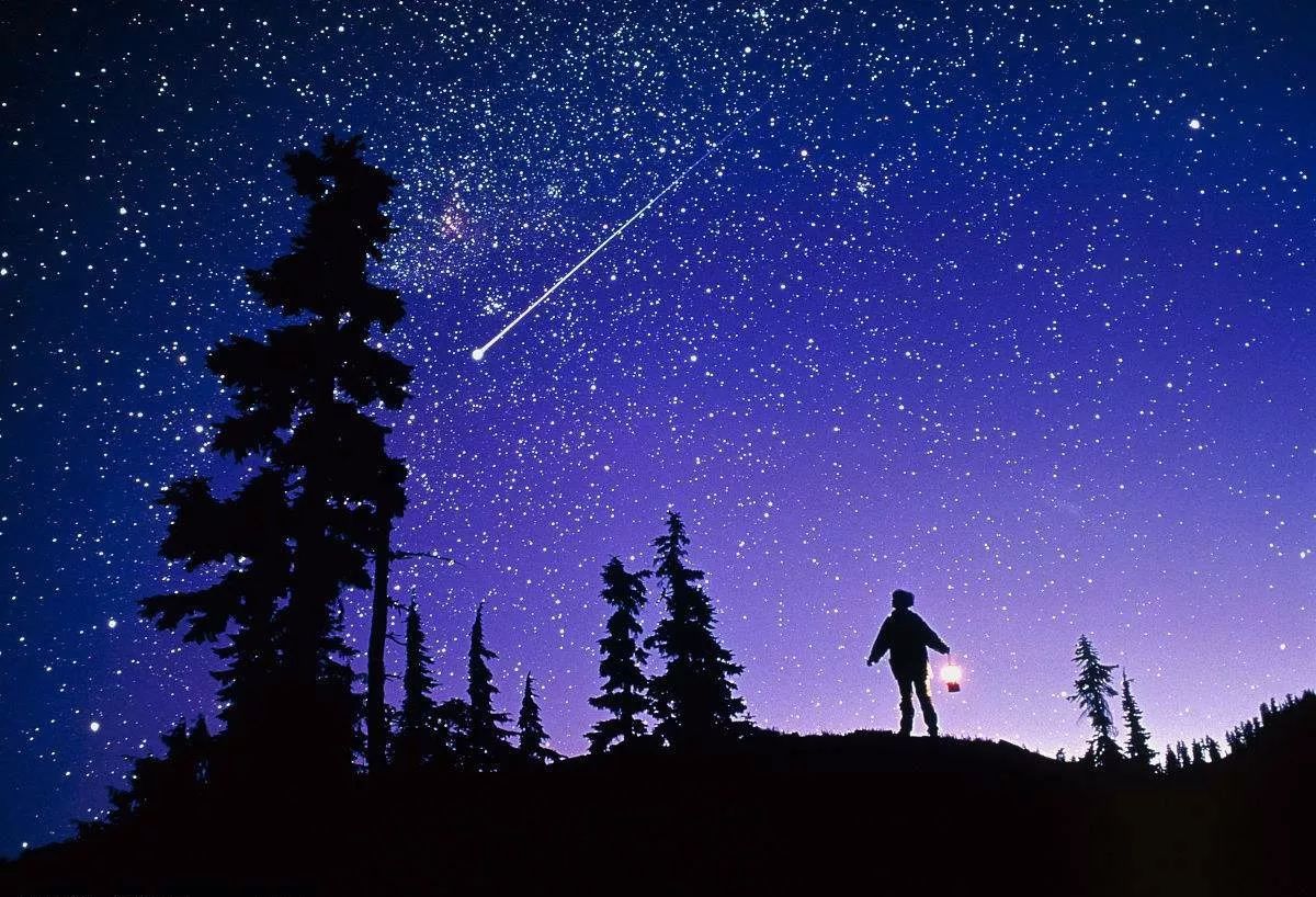 夜空中划过的流星蓝天湖水背景图片素材-编号30166127-图行天下