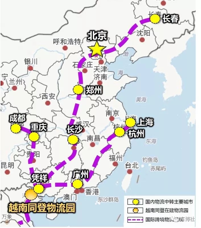广西祥祥国际物流有限公司在中国和越南部分地区的物流路线图