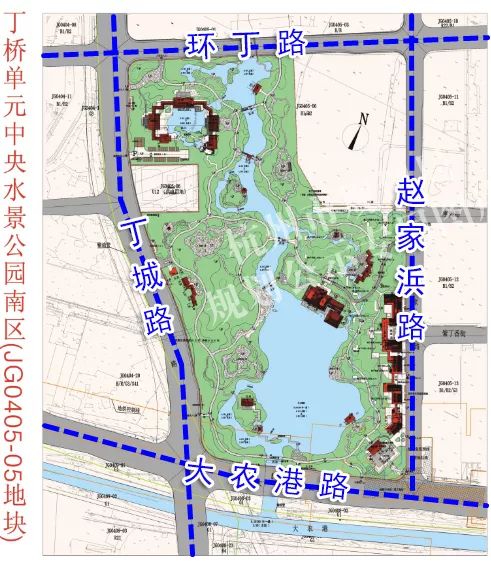 丁桥单元中央水景公园南区规划公示总面积近15万方