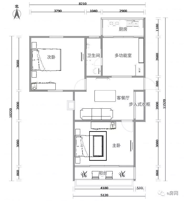 5平总价68万两房朝南 中桥