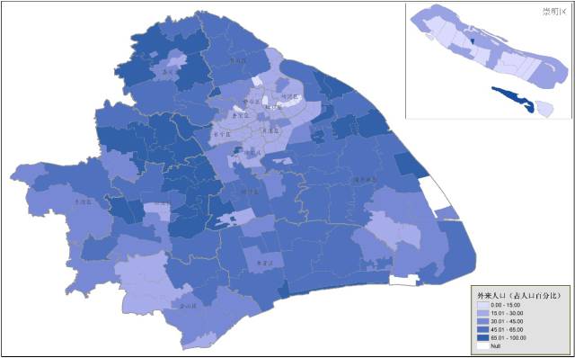 上海市外来人口分布_2010年上海市域分乡、镇、街道的外来人口分布图-市政厅