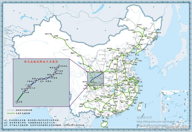 西成高铁线路图 西成高铁站点示意图