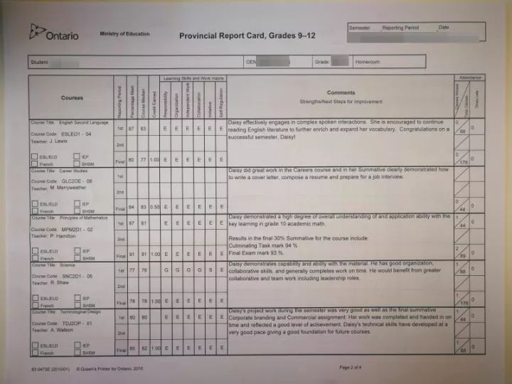 加拿大高中成绩单___您看懂了吗?